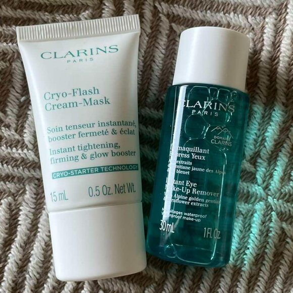 Set 2 Clarins Cryo-Flash Cream 15 ml & Instant Eye Make-Up Remover 30 ml - Picture 1 of 5